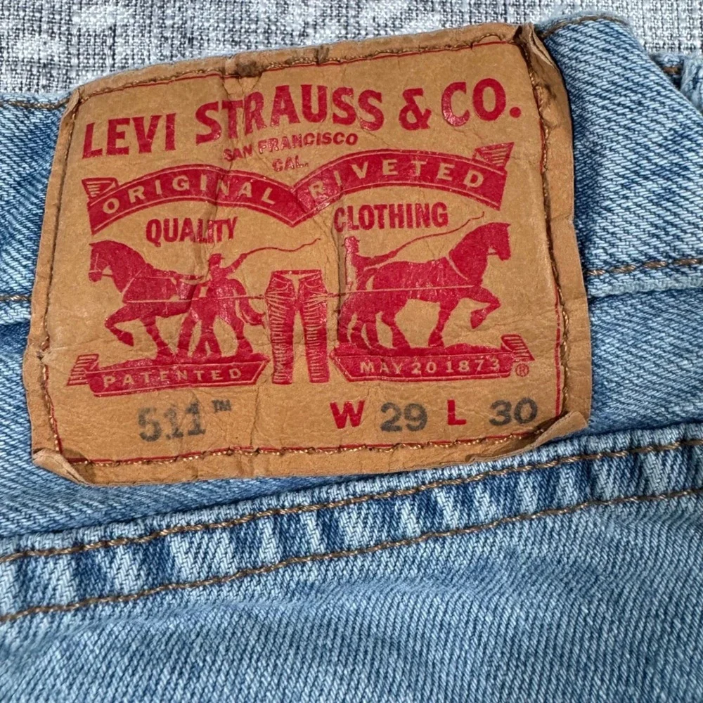 Levi's 511 Slim Fit Jeans Mens 29x30 Light Blue Denim Distressed 5-Pocket Casual